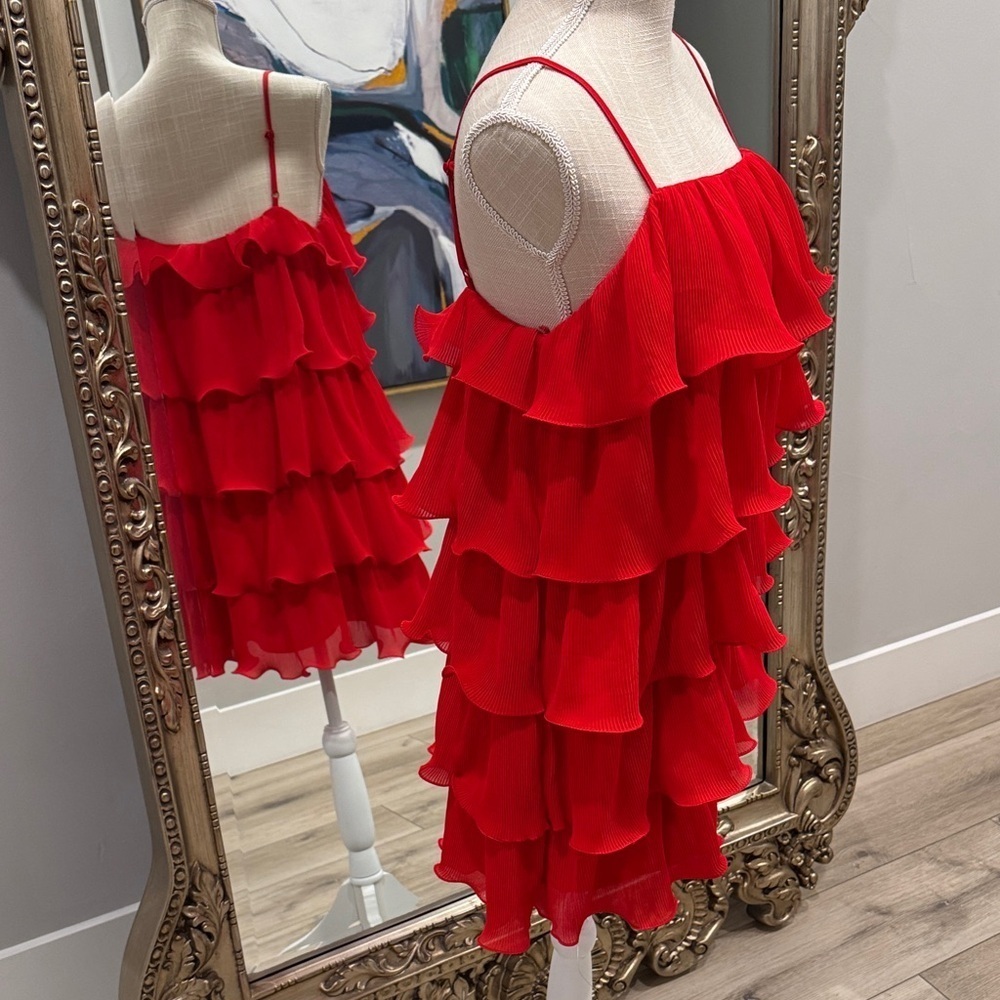 Sincerely Jules Red Ruffled Mini Dress - Picture 4 of 5
